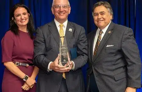 Gov. John Bel Edwards is the first to receive the Champion of Louisiana International Trade Award.